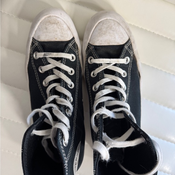 Black Lug High-Top Sneakers with White Soles - Picture 6 of 9